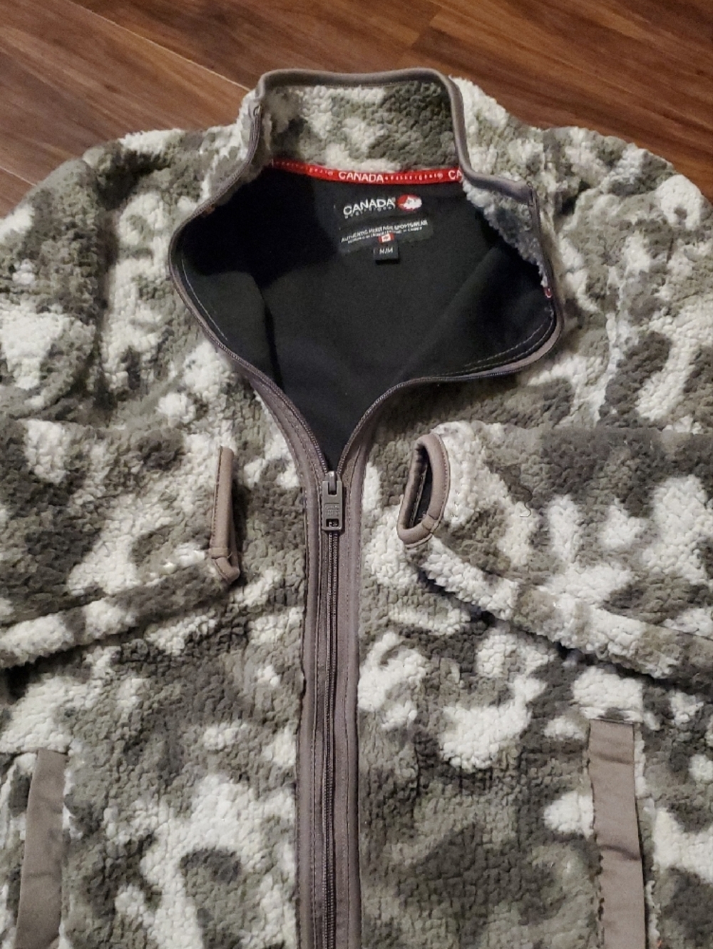 Camouflage Sherpa Zip-Up Jacket - Canada Weathergear - Green/White/Gray - Picture 3 of 9